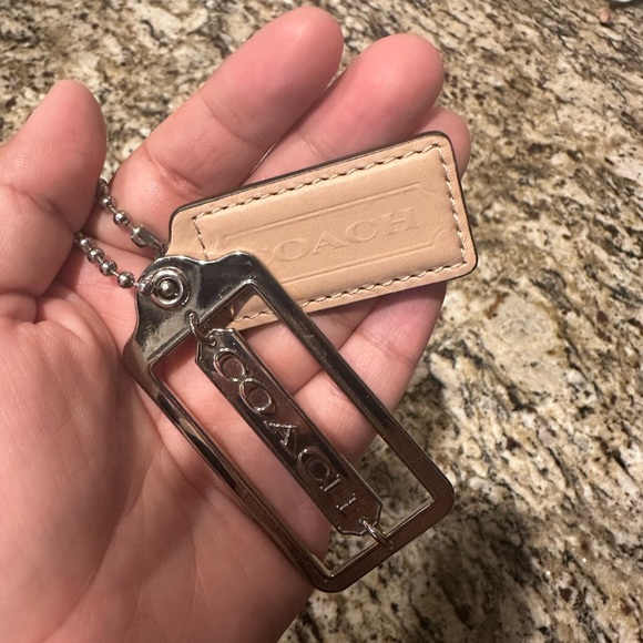 Coach Silver and Tan Leather Keychain - Picture 3 of 6